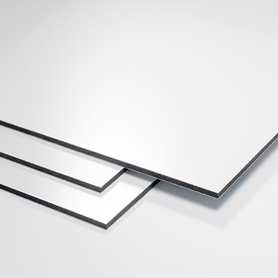 Panneaux de DIBOND® Blanc full Digital de la marque 3A Composites. Ces plaques sont recyclables.